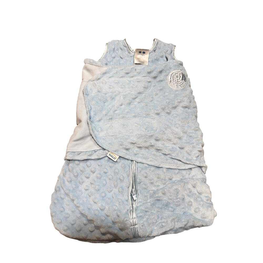 HALO SleepSack Swaddle Baby Blue NB 0 3M Plush Dot Soft Cozy